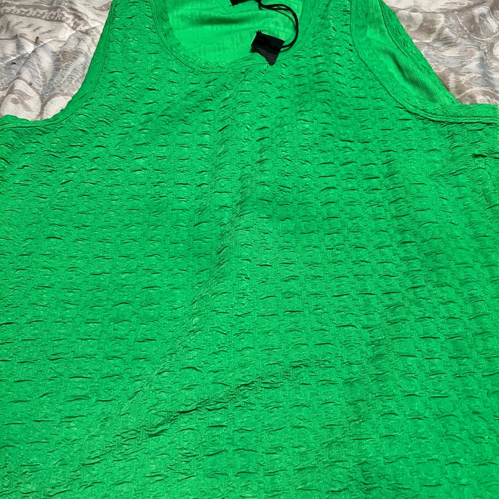Green Textured Tank Top